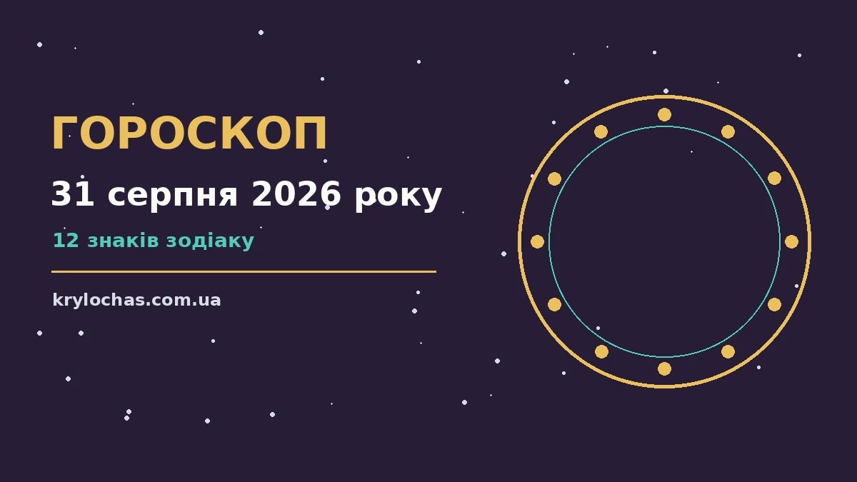 Щоденний гороскоп на 31 серпня 2026 року: настрій, справи та фінанси
