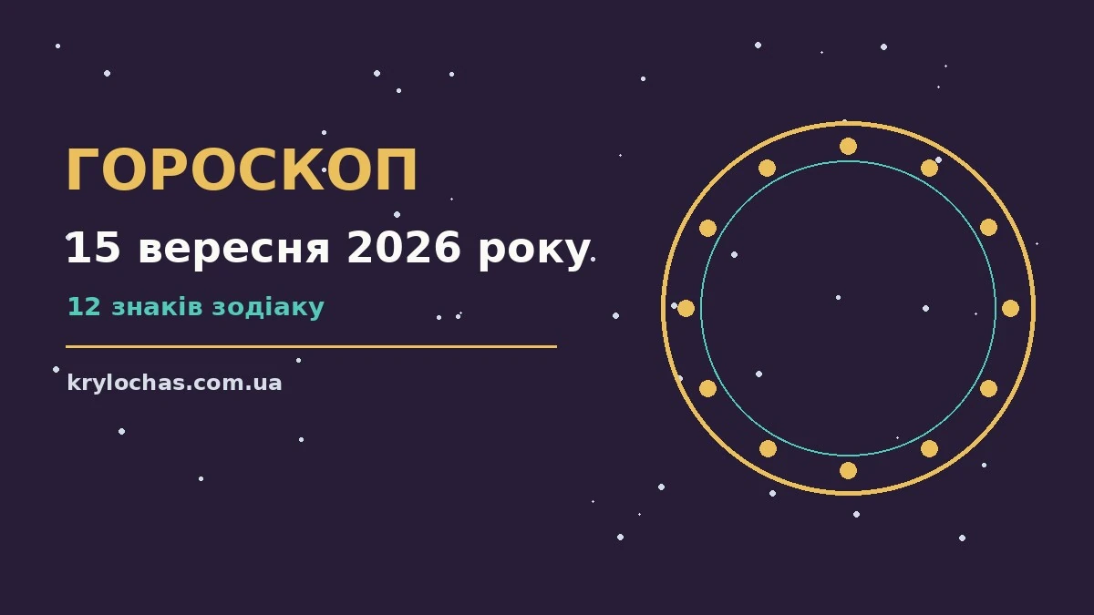 Зоряний гороскоп на 15 вересня 2026 року: настрій, справи та гроші
